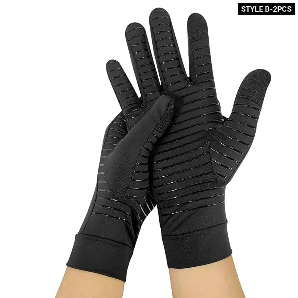 1 Pair Copper Infused Fingerless Compression Arthritis Gloves for Hand Pain Computer Typing