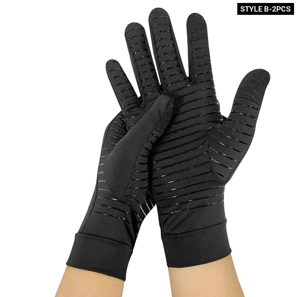 1 Pair Copper Infused Fingerless Compression Arthritis Gloves for Hand Pain Computer Typing
