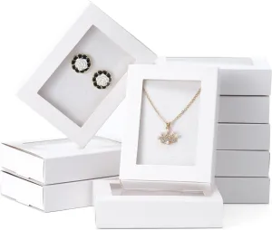 20 Pcs Jewelry Boxes For Selling with Clear Window,Jewelry Boxes Packaging,Jewelry Display Drawer Box - Necklace Box Earring Box Ring Box,jewelry gift boxes 4.5"x3.4"x1" (White)