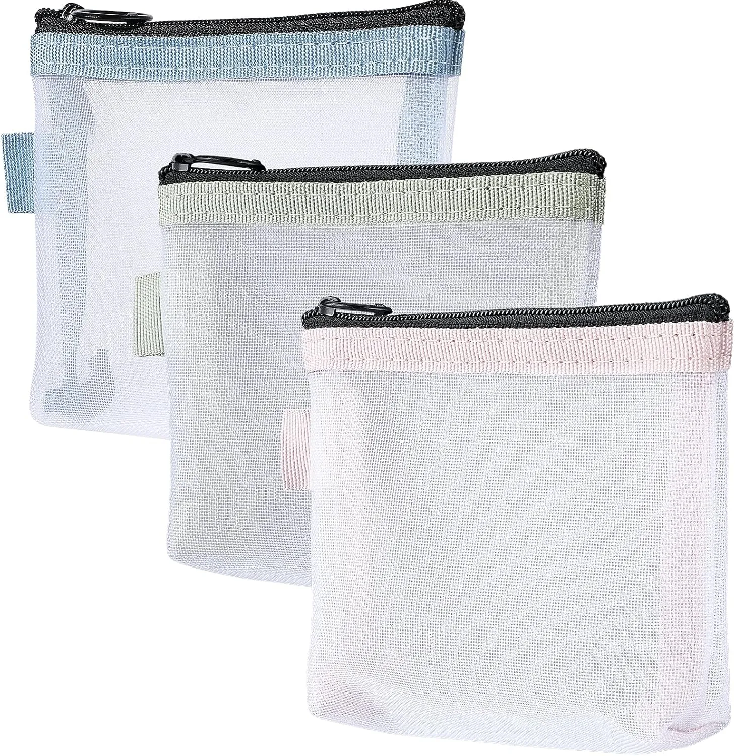3pcs Mini Zipper Mesh Bag Clear Small Makeup Bag For Purse Travel Makeup Bag Cosmetic Mesh Pouch For Lipstick Keys Earphone Bank Cards Mini Makeup Bag Pocket Cosmetic Bag