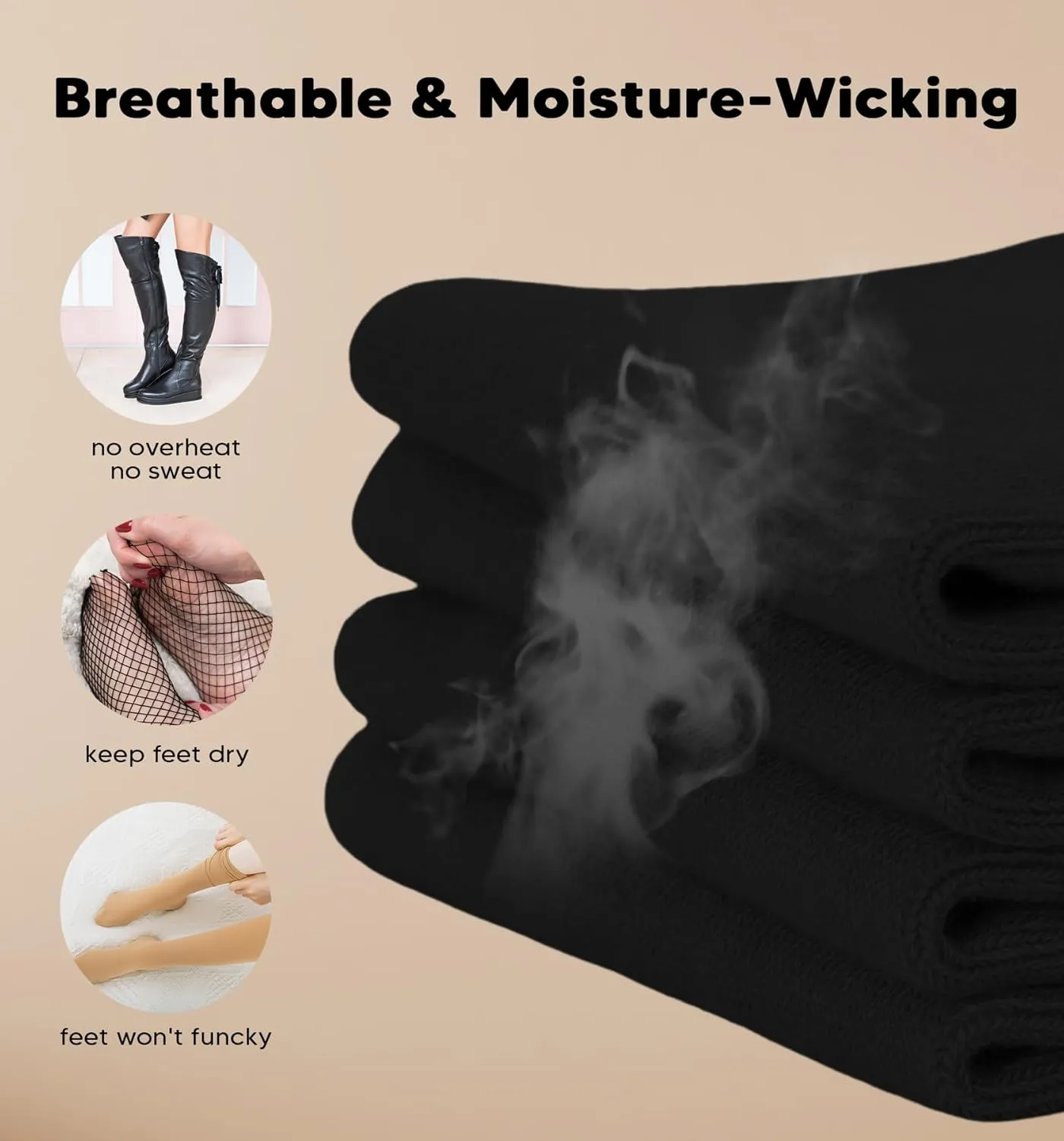 4 Pair Bamboo Knee High Socks Thin Casual Dress Socks Breathable Lightweight Stockings