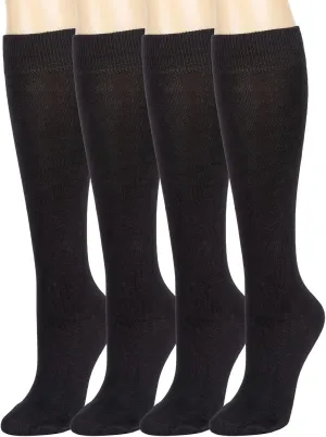 4 Pair Bamboo Knee High Socks Thin Casual Dress Socks Breathable Lightweight Stockings