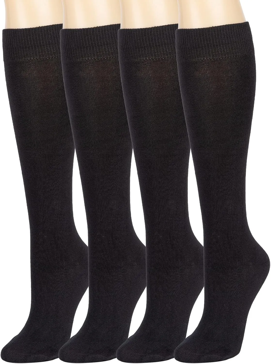 4 Pair Bamboo Knee High Socks Thin Casual Dress Socks Breathable Lightweight Stockings