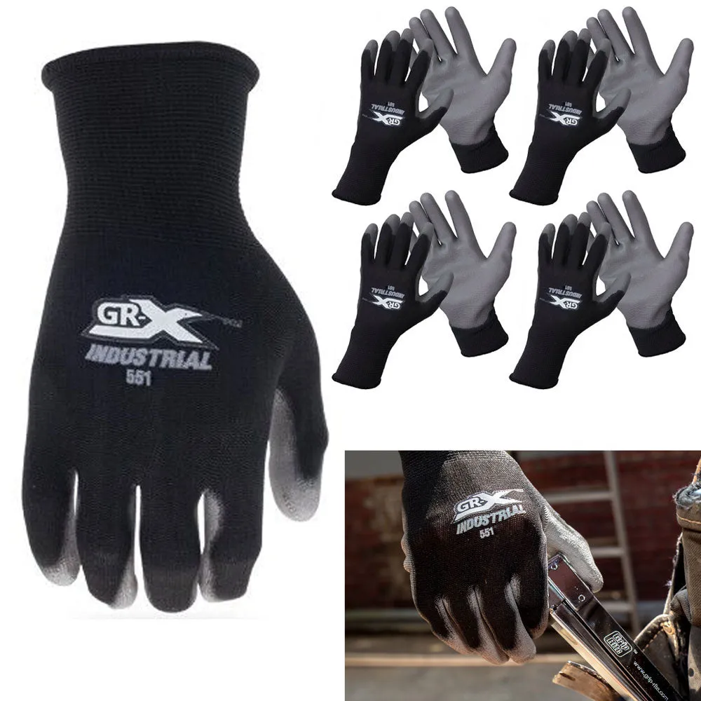 4 Pairs Safety Work Gloves Thin PU Coated Palm Industrial High Performance XL