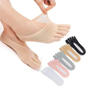 5 Pair Ortho Toe Compression Socks, Bunion Relief, No Show Toe Socks For Women Five Finger Socks, Full Toe Yoga Sock