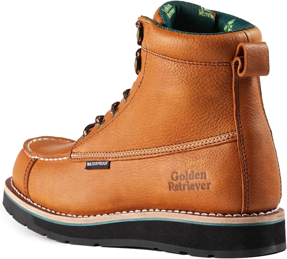 6''Composite/Soft Toe Work Boots For Men,Waterproof Wedge Moc Toe, Oil/Slip Resistant, Goodyear Leather Welt, Industrial Construction Durty work Boots,EH G6155-G6255-G6355