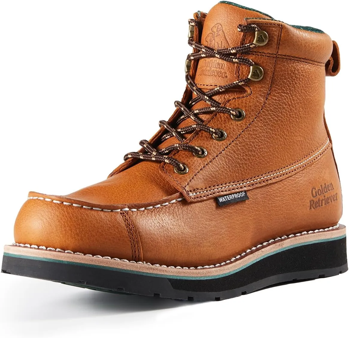 6''Composite/Soft Toe Work Boots For Men,Waterproof Wedge Moc Toe, Oil/Slip Resistant, Goodyear Leather Welt, Industrial Construction Durty work Boots,EH G6155-G6255-G6355