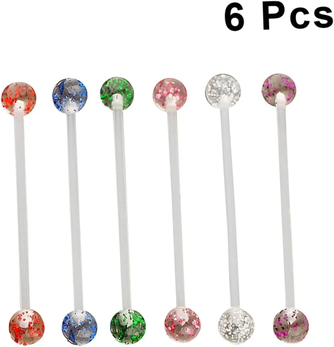 6pcs Tongue Rings Tongue Ring Tongue Body Piercing Jewelry Tongue Tongue Jewelry