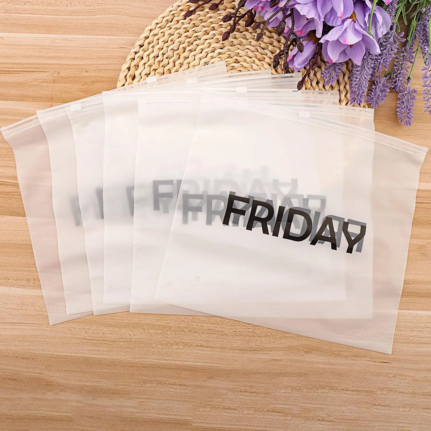 6pcs Travel Luggage Organizer Bags, Travel Storage Bags Luggage Packing Cubes for Suitcase Plastic Zipper Bags for Travel Plastic Organizer Bags with Zipper for Travel Home Storage (Friday)