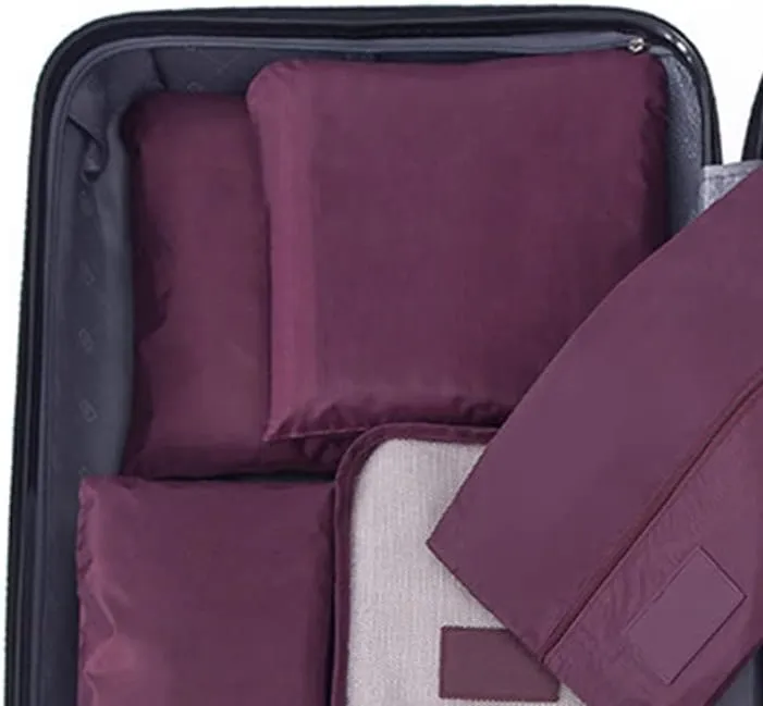 7 Set Packing Cubes Oxford Cloth Luggage Packing Cubes Durability Longevity Firm Durability for Travel (Wine Red)