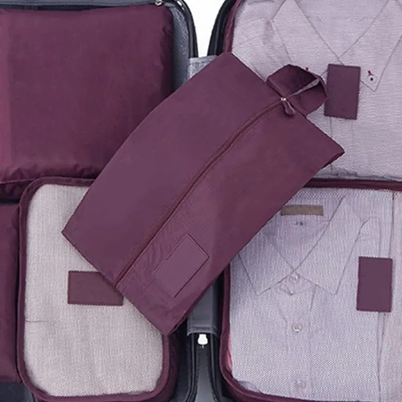 7 Set Packing Cubes Oxford Cloth Luggage Packing Cubes Durability Longevity Firm Durability for Travel (Wine Red)