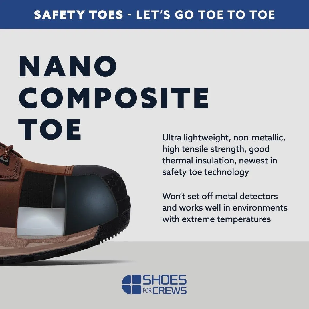 ACE Work Boots Arrow Hiker, Men's Nano Composite Toe (NCT) Work Boots, Slip Resistant, Waterproof, Brown, Size 10.5