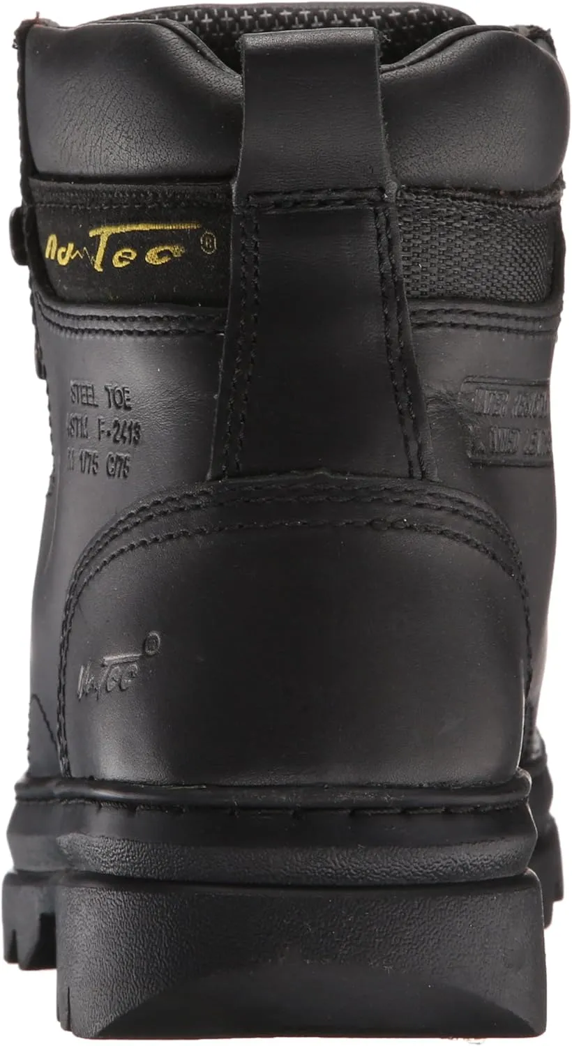 Ad Tec 6in Steel Toe Laceup Leather Work Boots for Women - Soft Padded Collar, Oil and Slip Resistant Outsole