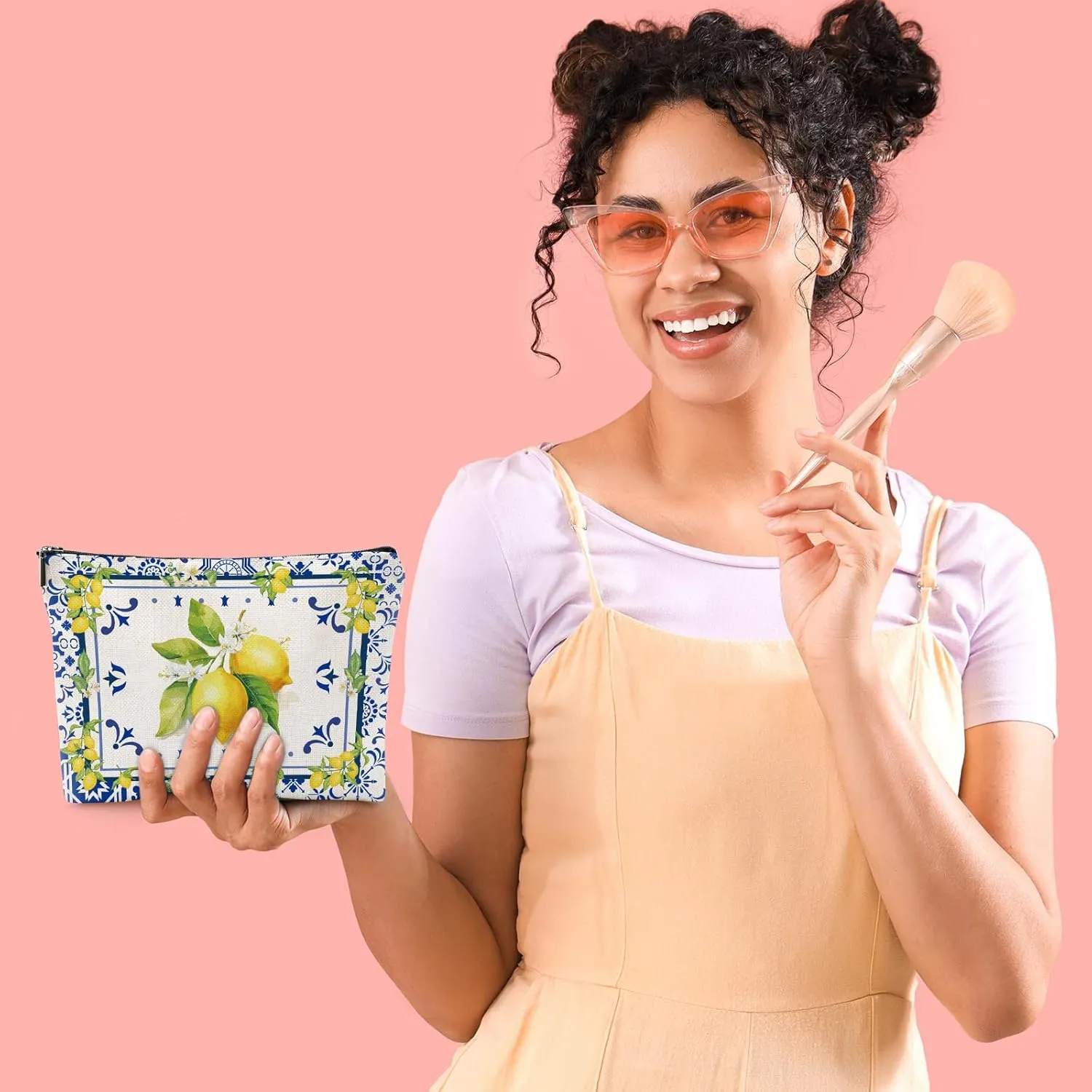 Amalfi Coast Souvenir - South Italy Travel Makeup Bags, Lemon Themed Party Gifts for Girls Bachelorette Besties Bridesmaid, Italy Vacation Trip Cosmetic Pouch