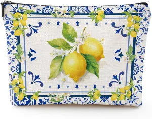 Amalfi Coast Souvenir - South Italy Travel Makeup Bags, Lemon Themed Party Gifts for Girls Bachelorette Besties Bridesmaid, Italy Vacation Trip Cosmetic Pouch