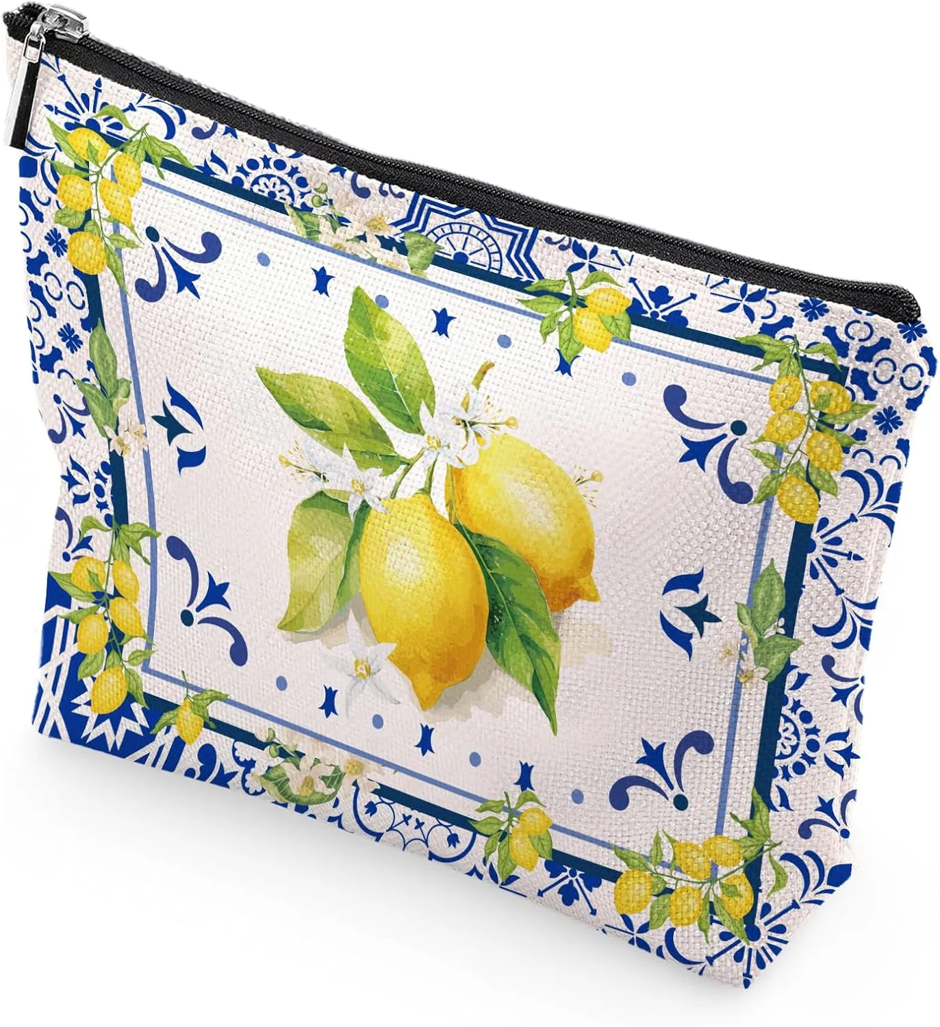 Amalfi Coast Souvenir - South Italy Travel Makeup Bags, Lemon Themed Party Gifts for Girls Bachelorette Besties Bridesmaid, Italy Vacation Trip Cosmetic Pouch