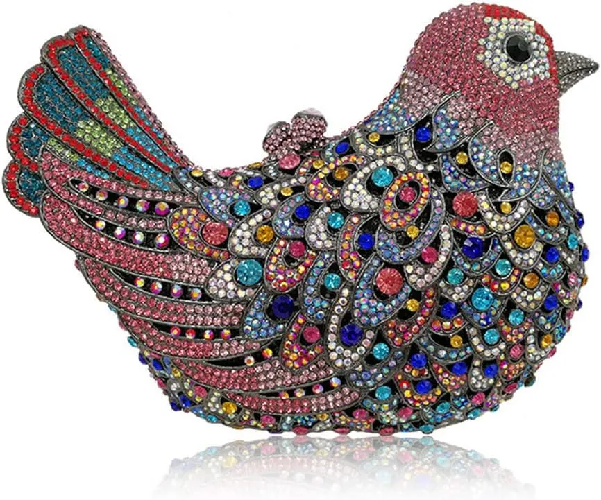 Animal Bird Women Evening Bags Colourful Crystal Clutch Bag Ladies Evening Bag Party Hard Case Bags Wedding Purse