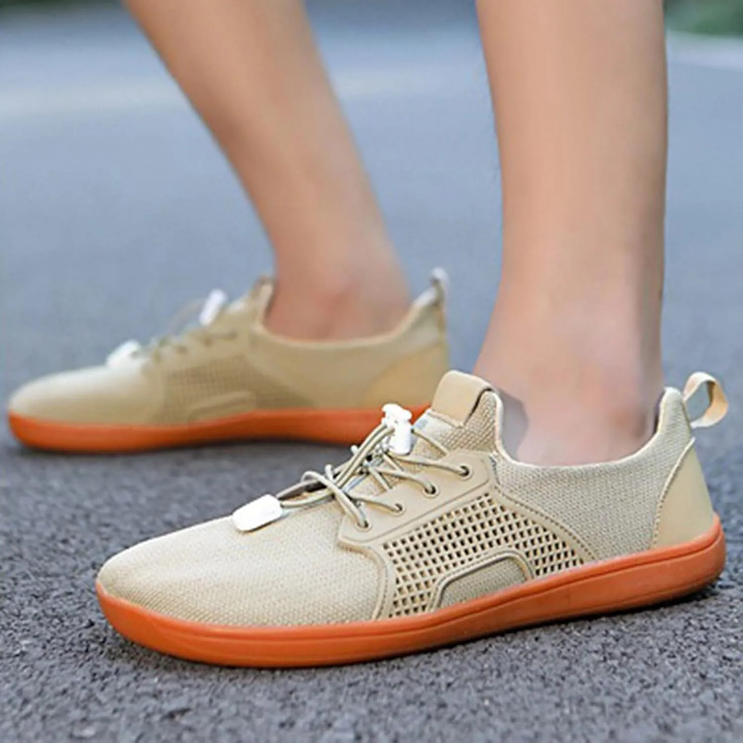 Arch Support Orthopedic Sneakers for Women Breathable Zero Drop Adjustable Barefoot Shoes Fly Woven Mesh Shoe