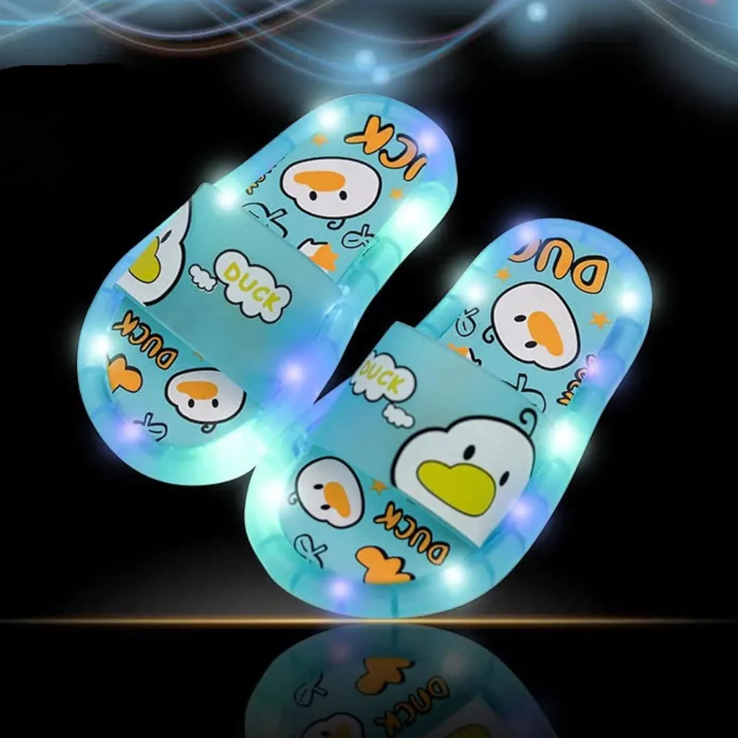 Baby Cute Animal Light Up Slides for Toddler Kids Luminous Bathroom Shower Slides Boys Girls Quick Drying Slippers