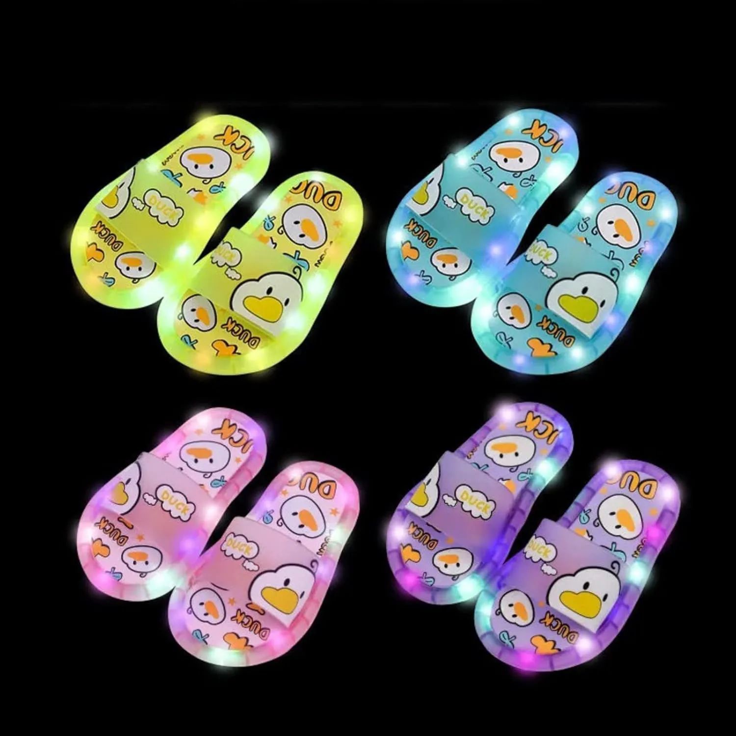 Baby Cute Animal Light Up Slides for Toddler Kids Luminous Bathroom Shower Slides Boys Girls Quick Drying Slippers