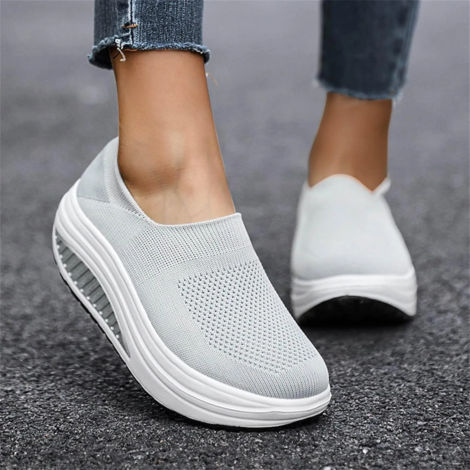 Black Platform Sneakers for Women Comfy Walking Shoes for Women Slip On Womens Casual Shoes Slip Ons Sneakers Womens Black Platform Fashion Sneakers Womens Shoes Slip On Dressy Casual Size 5.5