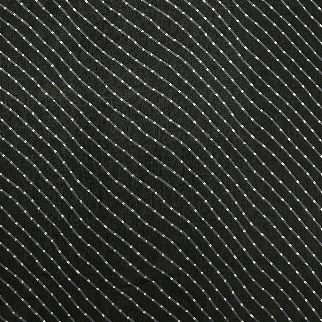 Black Stripes Printed Georgette Fabric (Wholesale)
