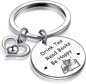 Book Nerd Jewelry Book Club Gift Book Lover Jewelry Literary Keychain Book Club Keychain Tea Lover Jewelry Read Book Keychain