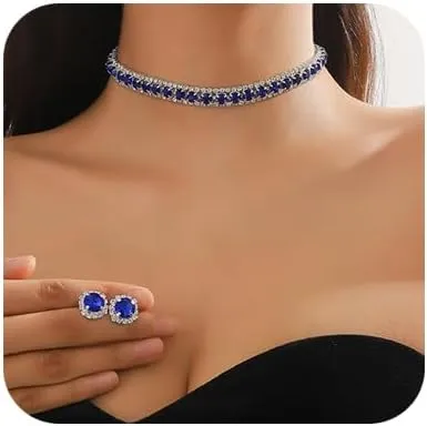 Bride Crystal Jewelry Set Rhinestone Choker Necklace Earrings Bridal Wedding Jewelry Sets for Costume Party Bride Bridesmaid Wedding Prom Jewelry