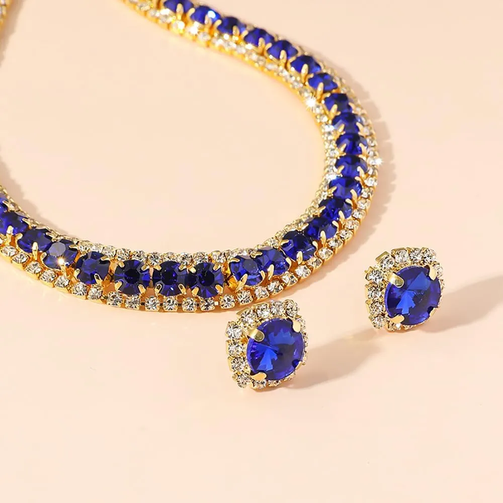 Bride Crystal Jewelry Set Rhinestone Choker Necklace Earrings Bridal Wedding Jewelry Sets for Costume Party Bride Bridesmaid Wedding Prom Jewelry