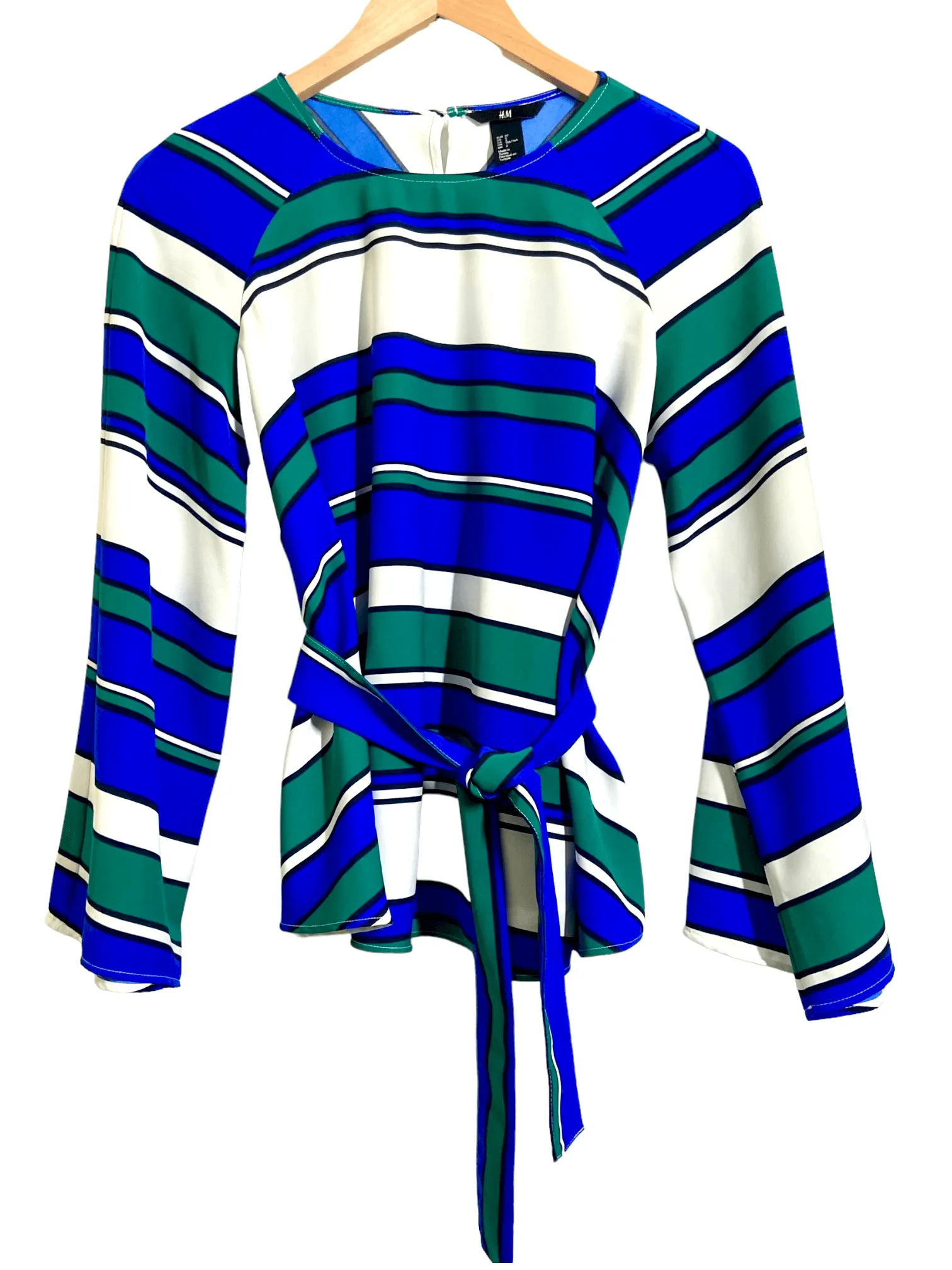 Bright Winter Bold Stripe Tie Front Blouse