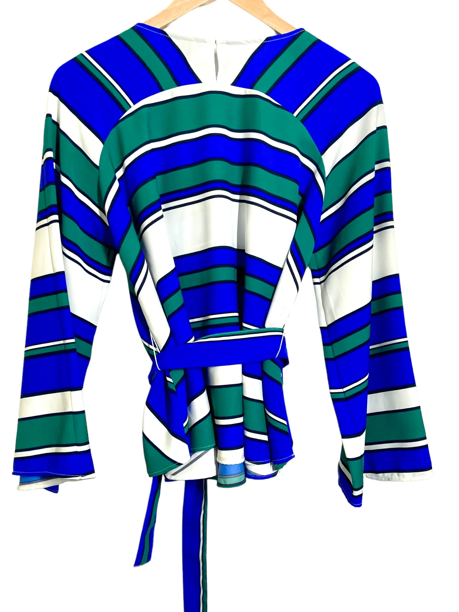 Bright Winter Bold Stripe Tie Front Blouse