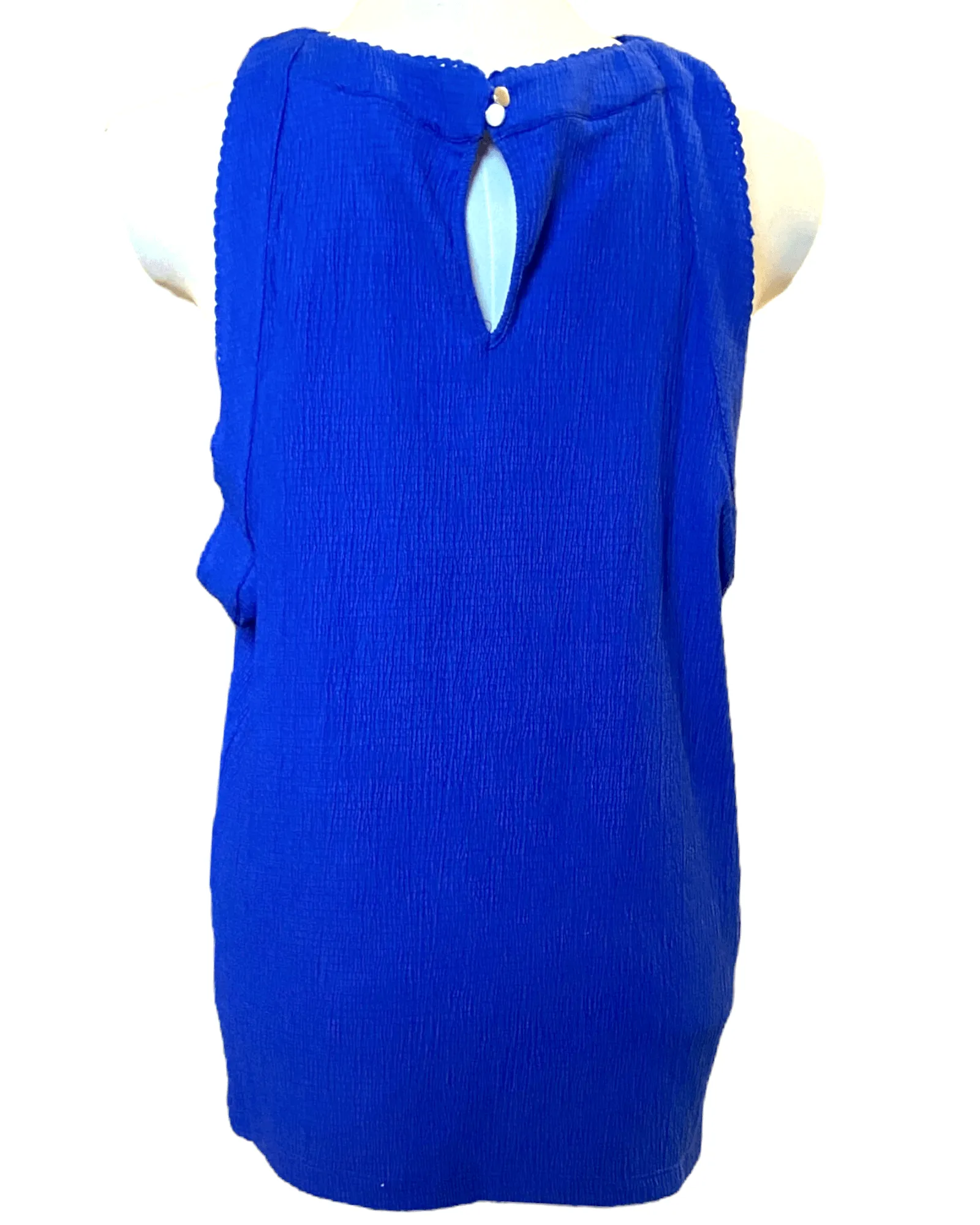 Bright Winter Cobalt Cross Front Sleeveless Blouse