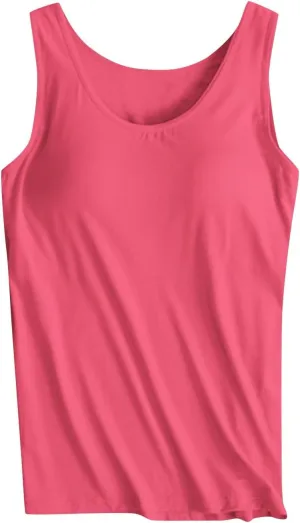 Built in Bra Tank Tops for Women Summer Tank Top Shelf Bra Padded Athletic Tank Tops Workout Sports Solid Color Tanks