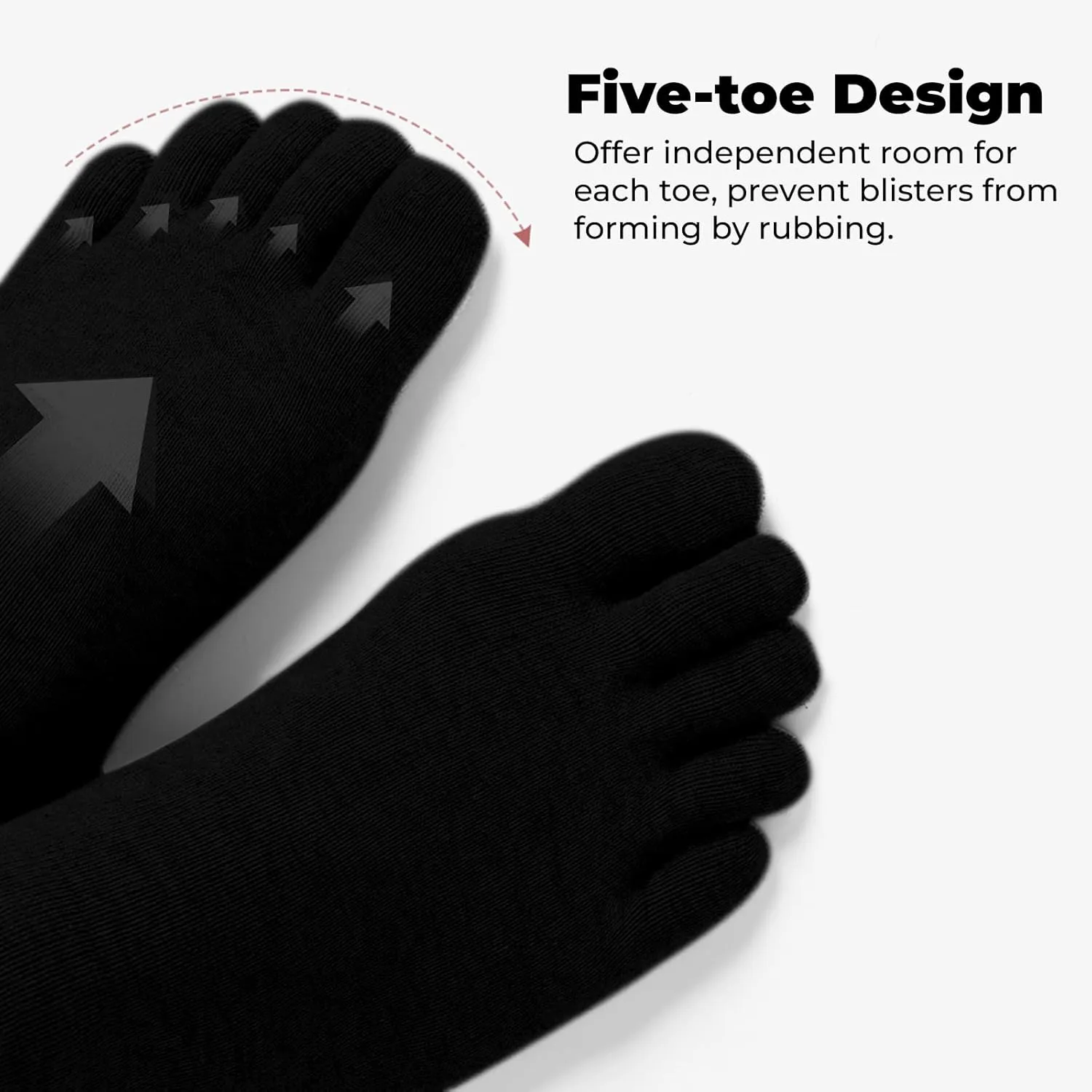 CaiDieNu Mens Toe Socks Cotton Athletic Running Five Finger Crew Socks, 5 Pairs