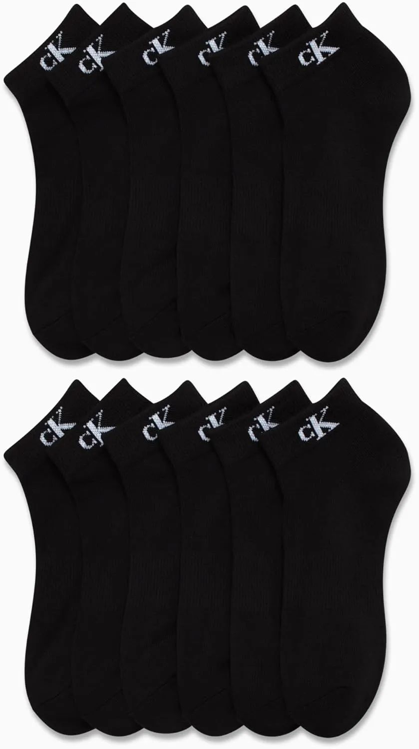 Calvin Klein Women's Quarter Socks - 12-Pack Performance Cushioned Ankle Running Socks for Womens Athletic Use (Sizes 4-10)