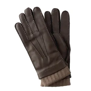 Cashmere-Lined Leather Gloves in Dark Brown