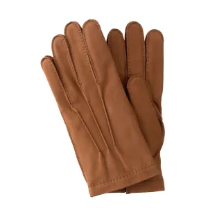 Cashmere-Lined Suede Gloves in Cognac