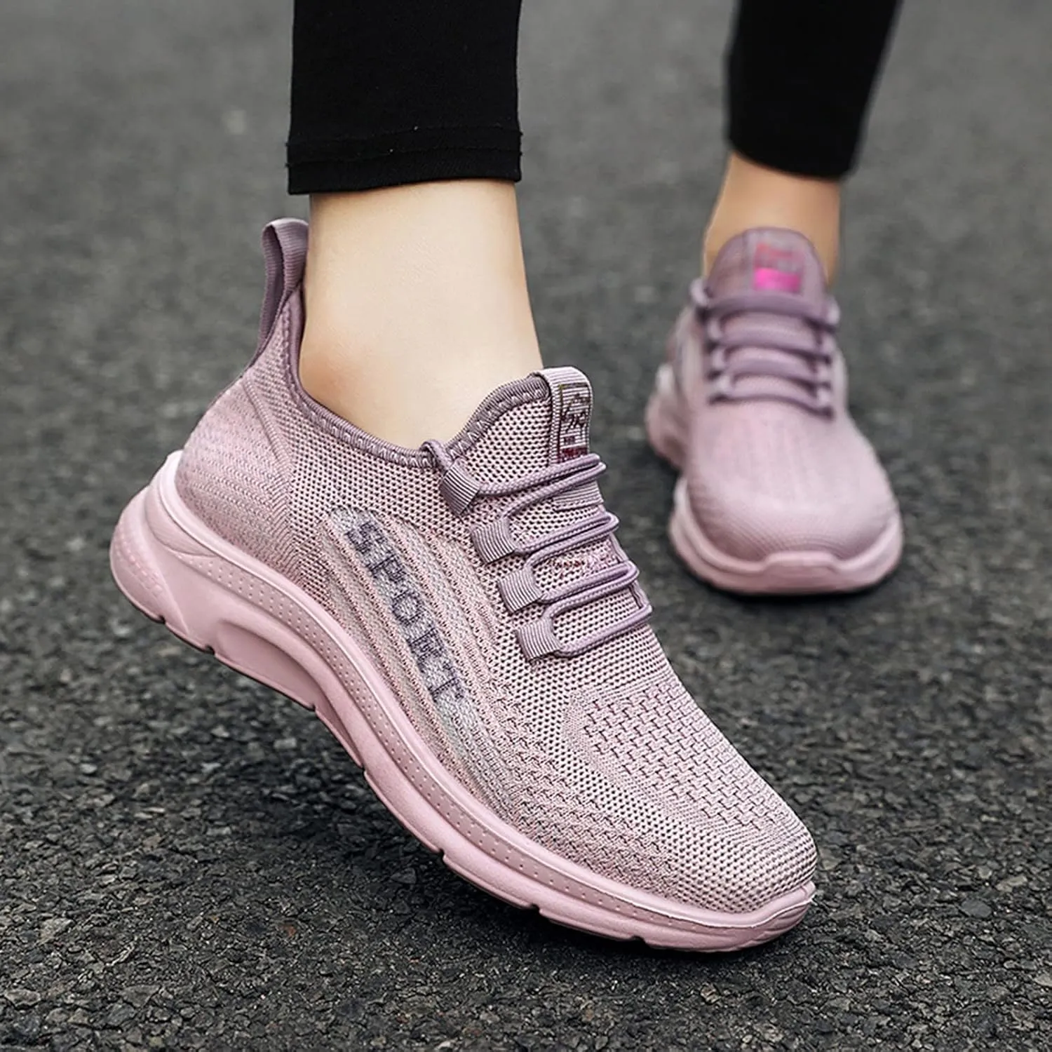 Casual Sneakers for Women Non Slip Lightweight Breathable Sneaker with Arch Support Comfortable Woven Running Shoes