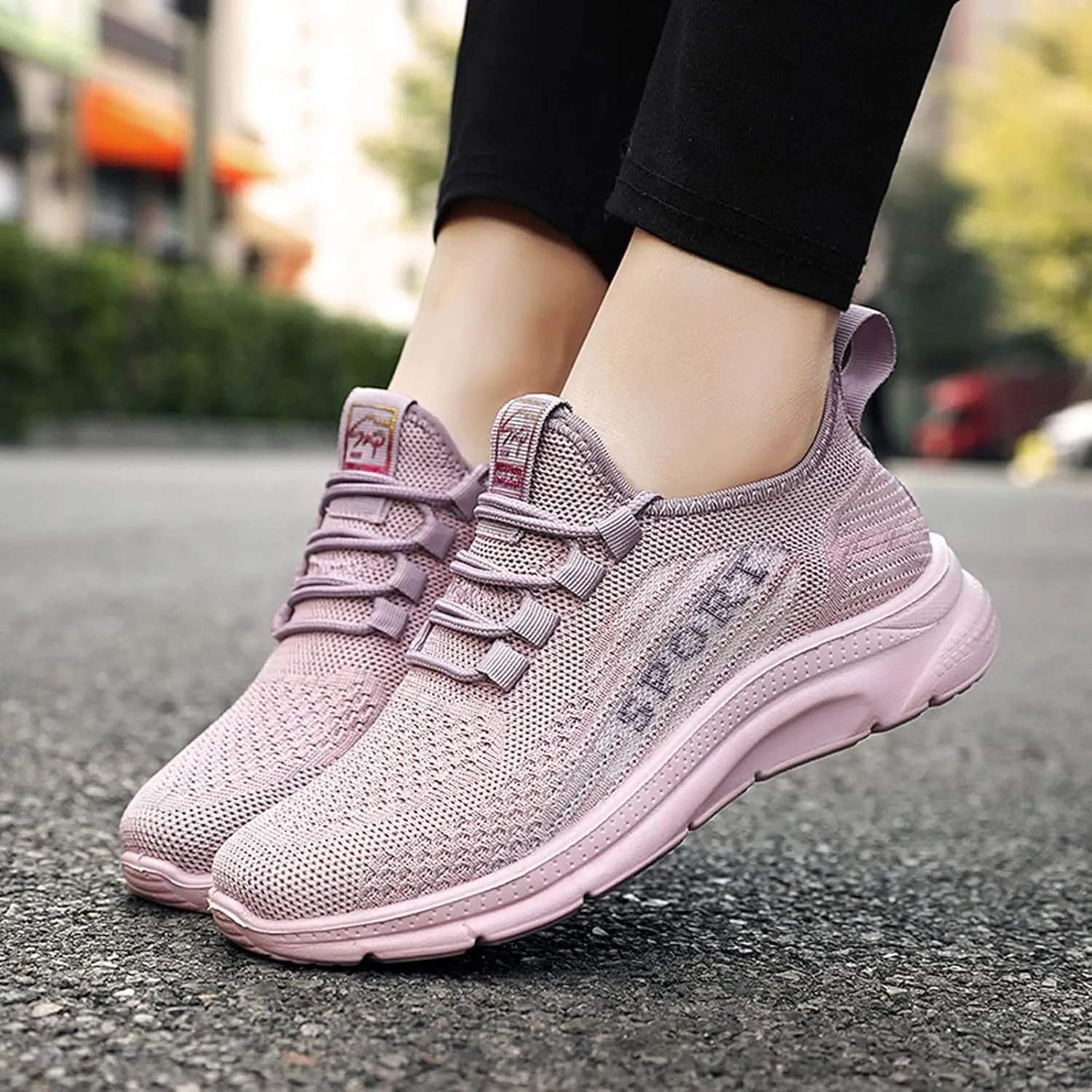 Casual Sneakers for Women Non Slip Lightweight Breathable Sneaker with Arch Support Comfortable Woven Running Shoes