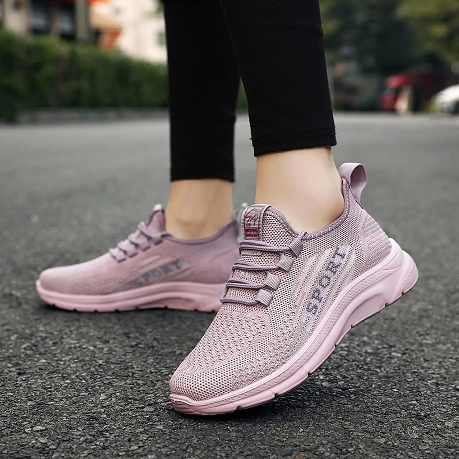 Casual Sneakers for Women Non Slip Lightweight Breathable Sneaker with Arch Support Comfortable Woven Running Shoes
