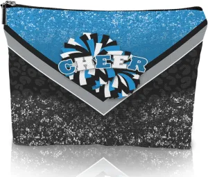 Cheerleader Cosmetic Bag Cheerleader Makeup Bag Gift for Women Cheer Team Gift Ideas for Birthday 1Pcs (Blue&Black)