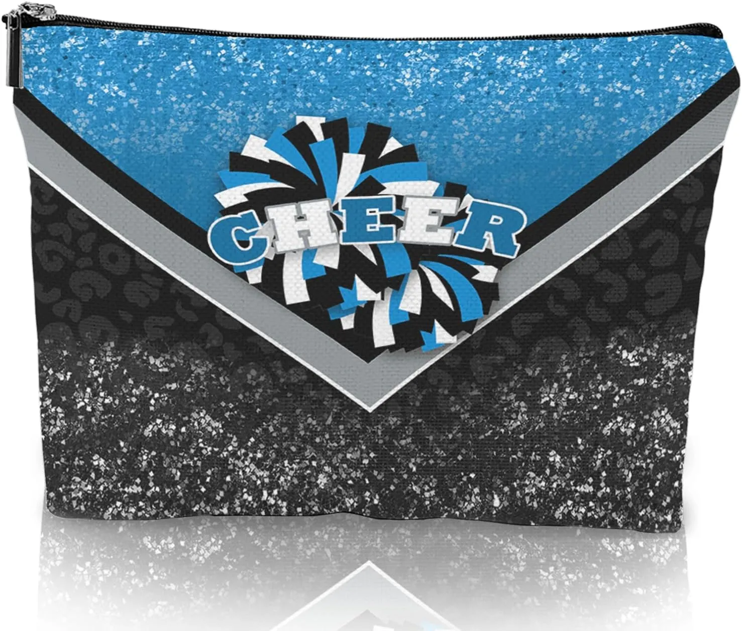 Cheerleader Cosmetic Bag Cheerleader Makeup Bag Gift for Women Cheer Team Gift Ideas for Birthday 1Pcs (Blue&Black)