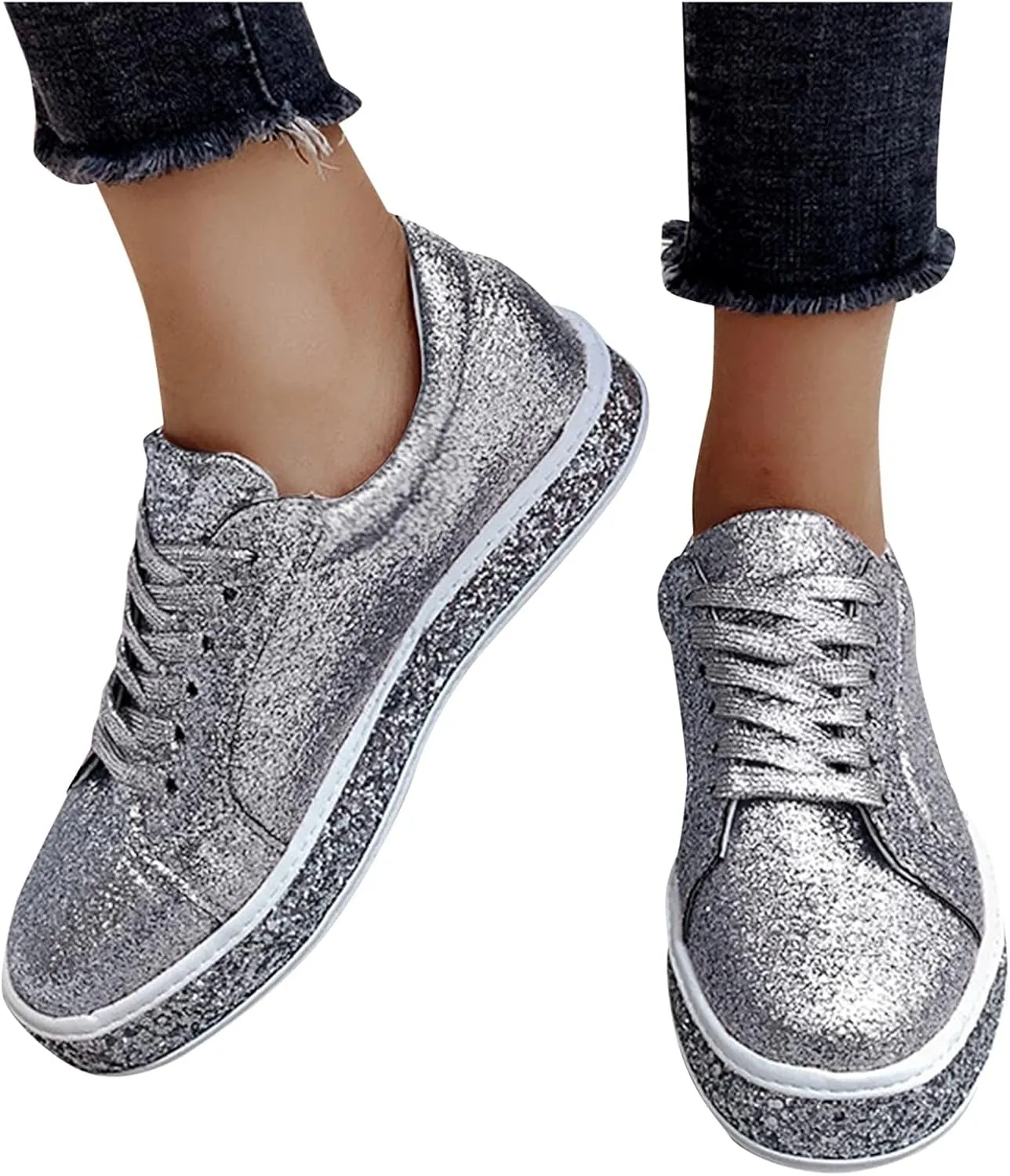 Chunky Sneakers for Women White Non Slip Shoes for Women Nurse Womens Casual Shoes Size 11 1/2 Walking Sneakers for Women with Arch Support and Comfort Zapatos Antideslizantes para Mujer De Hule