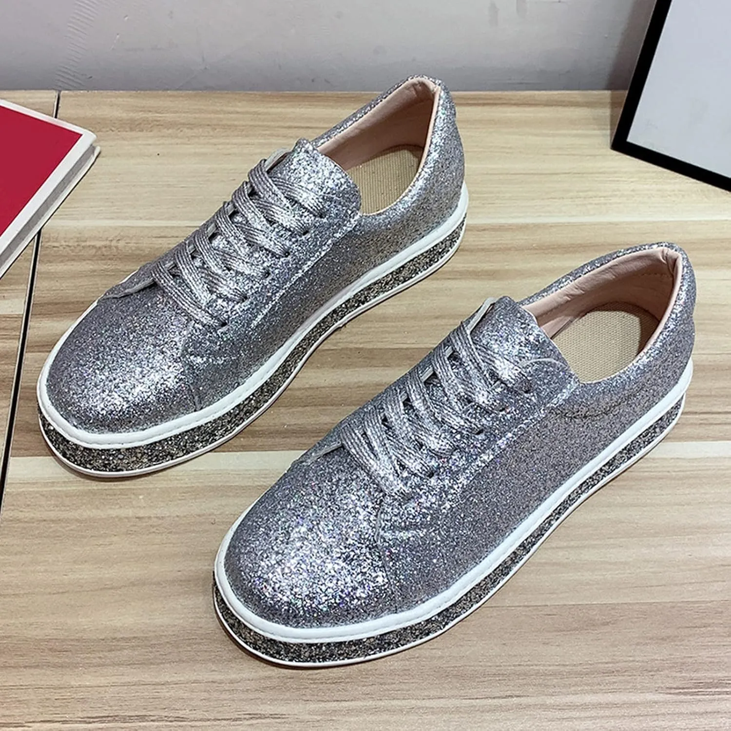 Chunky Sneakers for Women White Non Slip Shoes for Women Nurse Womens Casual Shoes Size 11 1/2 Walking Sneakers for Women with Arch Support and Comfort Zapatos Antideslizantes para Mujer De Hule