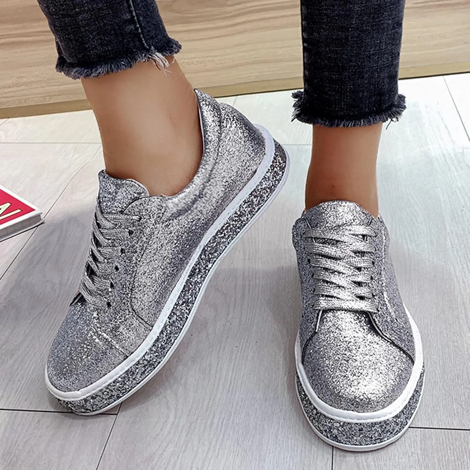 Chunky Sneakers for Women White Non Slip Shoes for Women Nurse Womens Casual Shoes Size 11 1/2 Walking Sneakers for Women with Arch Support and Comfort Zapatos Antideslizantes para Mujer De Hule