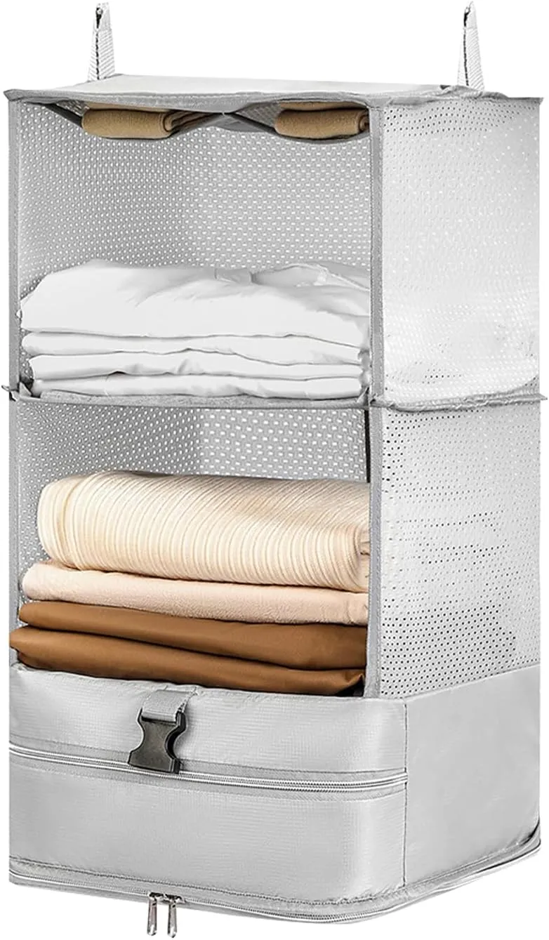 Compression Packing Cubes, Portable Hanging Travel Shelves Bags, Packing Cubes for Travel, Travel Collapsible Compression Garment Organizer for Travel Essentials Travel Accessories (L)