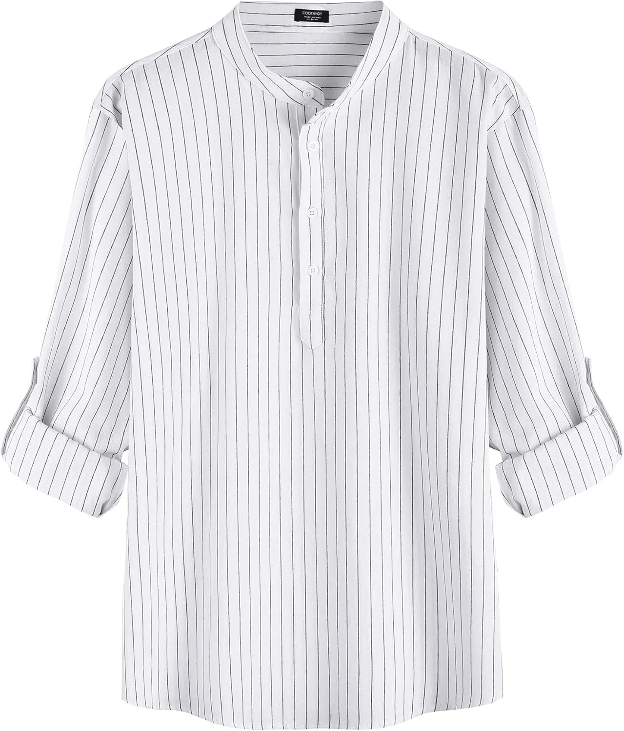 COOFANDY Men's Cotton Linen Henley T-Shirts Long Sleeve Hippie Casual Beach T-Shirts
