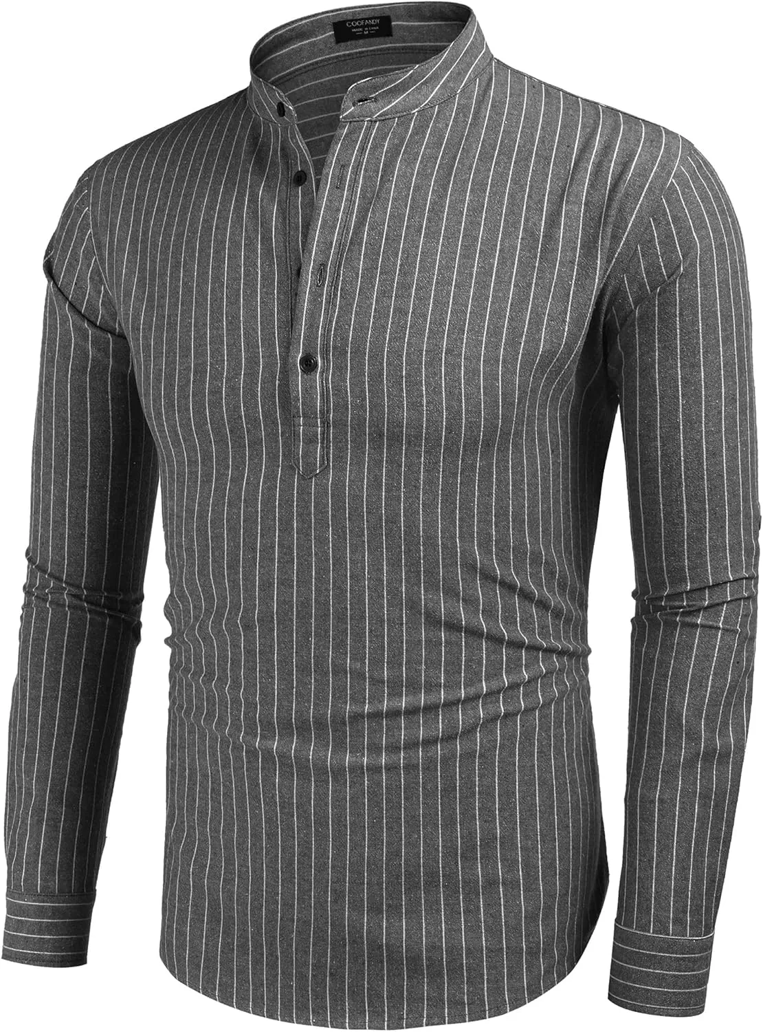 COOFANDY Men's Cotton Linen Henley T-Shirts Long Sleeve Hippie Casual Beach T-Shirts