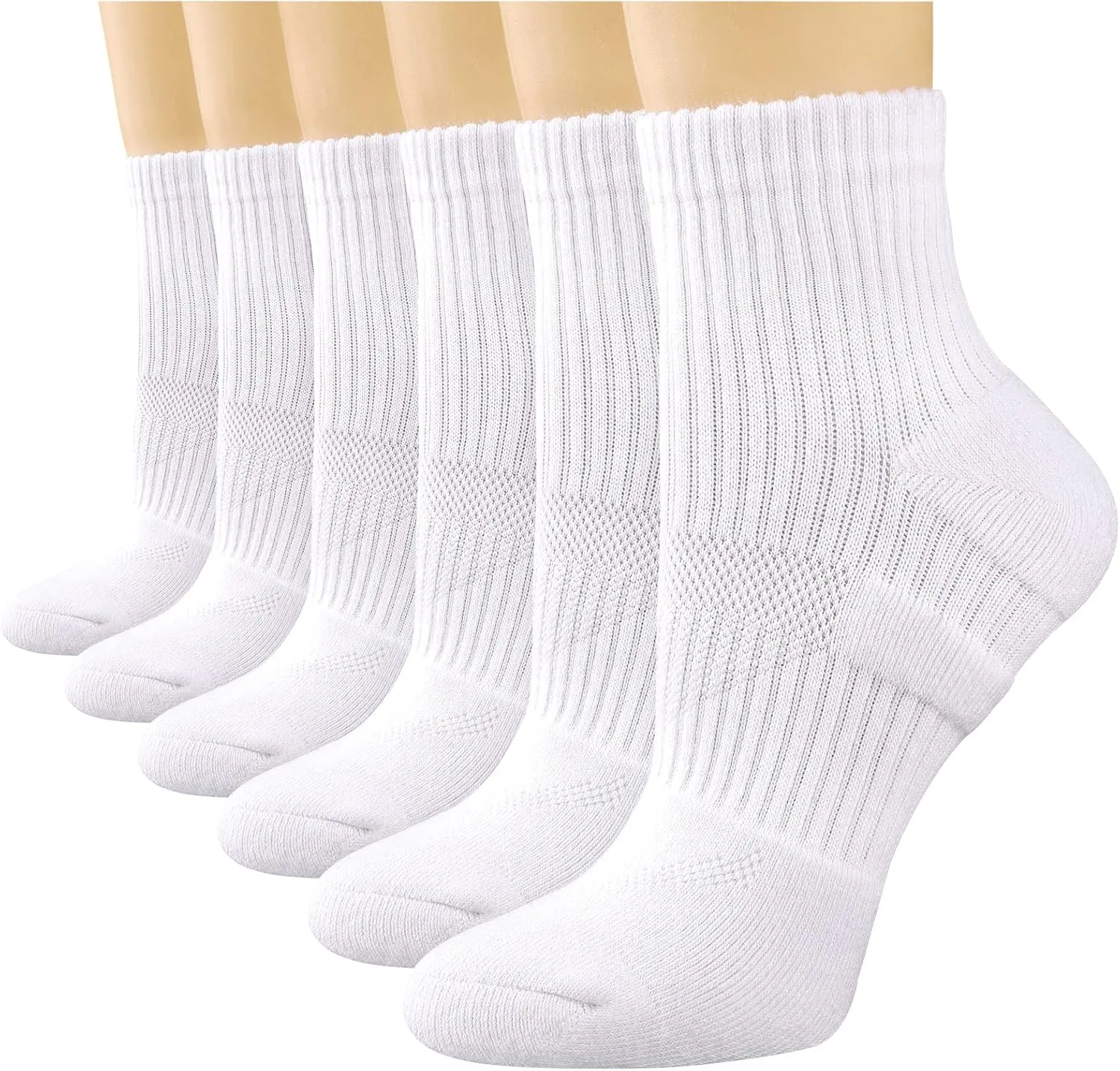 COOPLUS Womens Ankle Socks Athletic Cushioned Running Cotton Quarter Socks for Women 6 Pairs