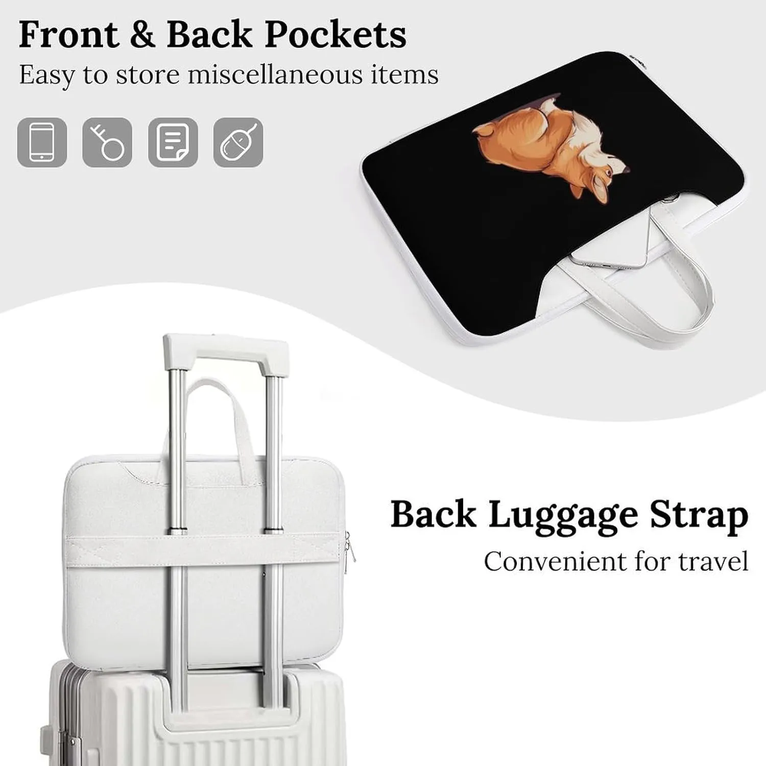 Corgi Laptop Tote Bag Waterproof Computer Carrying Case Business Office Briefcase